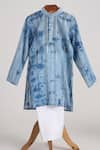 Buy_Minime Organics_Blue Cotton Lurex Kurta And Pyjama Set _at_Aza_Fashions