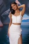 Buy_Amrta By Guneet Kondal_White Linen Embroidery, Cut Work Square Neck Coastal Inspired Top And Skirt Set _Online_at_Aza_Fashions