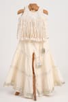 Buy_Minime Organics_Cream Cotton Faux Diamonds, Tassels Mirror Embroidered Sharara Set _at_Aza_Fashions