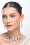 Buy_Samyukta Singhania_Green American Diamond Necklace And Earring Set _at_Aza_Fashions