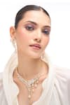 Shop_Nazaakat By Samara Singh_White Gold American Diamond Necklace And Earring Set 