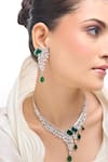 Nazaakat By Samara Singh_Green Brass American Diamond Jewelry Set _at_Aza_Fashions