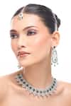 Shop_Nazaakat By Samara Singh_Green Imitation Diamonds Brass American Jewelry Set _Online_at_Aza_Fashions