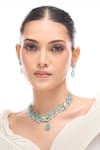 Shop_Nazaakat By Samara Singh_Aqua Brass Necklace And Earring Set _Online_at_Aza_Fashions