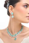 Buy_Nazaakat By Samara Singh_Aqua Brass Necklace And Earring Set 