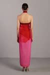Shop_Clos_Fuchsia Linen Halter Neck Floral Print Dress _at_Aza_Fashions