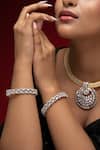 Buy_Prihan Luxury Jewelry_White Rhodium Plated Bangle Set _at_Aza_Fashions