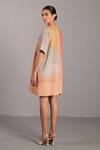 Shop_Clos_Peach Round Neck And Grey Korean Linen Dress 