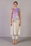 Buy_Clos_Multi Color Linen Round Neck Pastel Multicolor Designer Kurta And Pant Set _at_Aza_Fashions