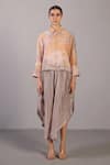 Buy_Clos_Orange Linen, Silk Collared Soft Grey And Designer Shirt Pant Set _at_Aza_Fashions