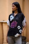 Buy_Medha_Black Cotton Embroidery, Beads Collared Handcrafted Designer Shirt _at_Aza_Fashions