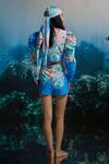 Shop_THE IASO_Blue Ocean Bloom High-waist Shorts _at_Aza_Fashions