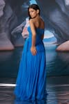 Shop_Amrta By Guneet Kondal_Blue Chiffon, Mesh Sweetheart Neck Dancing Through The Night Maxi Dress _at_Aza_Fashions