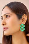 Buy_Bblingg_Green Crystals Emerald Swarovski Stud Earrings _at_Aza_Fashions