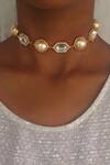 Shop_Bblingg_White Cavi Pearl Choker With Crystals _at_Aza_Fashions