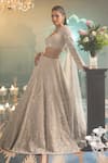 Shop_House Of Sikka_Ivory Net Sequins, Embroidery, Beads Sweetheart Neck Designer Lehenga Set _at_Aza_Fashions