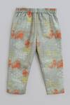 Little Brats_Gray Cotton, Silk Embroidery Grey And Orange Shirt Set _Online_at_Aza_Fashions