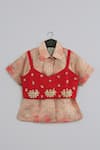Buy_Little Brats_Beige Cotton, Silk Embroidery And Red Shirt Set 