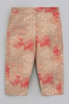 Shop_Little Brats_Beige Cotton, Silk Embroidery And Red Shirt Set 