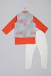 Buy_Little Brats_Gray Cotton, Silk Embroidery Designer Orange And Grey Kurta Set _at_Aza_Fashions