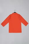 Little Brats_Gray Cotton, Silk Embroidery Designer Orange And Grey Kurta Set _Online