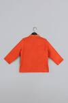 Little Brats_Orange Cotton, Silk Embroidery Kurta And Dhoti Set _Online_at_Aza_Fashions