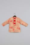 Little Brats_Beige Cotton, Silk Embroidery Designer Kurta Pajama Set _Online_at_Aza_Fashions