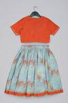 Shop_Little Brats_Orange Cotton, Silk Beads, Sequins, Tassels, Embroidery Blouse And Ghagara Set _at_Aza_Fashions