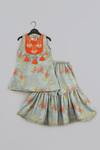 Buy_Little Brats_Gray Cotton, Silk Tassels, Beads, Embroidery Grey And Orange Top & Sharara Set _at_Aza_Fashions
