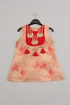 Shop_Little Brats_Beige Cotton, Silk Tassels, Embroidery And Red Top & Sharara Set _Online_at_Aza_Fashions