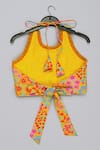 Little Brats_Mustard Cotton, Silk Tassels Embroidered Blouse And Ghagara Set _Online_at_Aza_Fashions