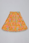 Little Brats_Mustard Cotton, Silk Tassels Embroidered Blouse And Ghagara Set _at_Aza_Fashions