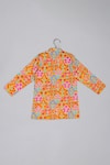 Buy_Little Brats_Mustard Cotton, Silk Beads Embroidered Kurta And Dhotis Set _Online_at_Aza_Fashions