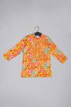 Shop_Little Brats_Mustard Cotton, Silk Beads Embroidered Kurta And Dhotis Set _Online_at_Aza_Fashions