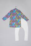 Shop_Little Brats_Blue Cotton, Silk Embroidery Designer Floral Kurta And Pajama Set _at_Aza_Fashions