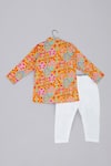 Shop_Little Brats_Mustard Cotton, Silk Embroidered Kurta And Pajama Set _at_Aza_Fashions