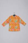 Buy_Little Brats_Mustard Cotton, Silk Embroidered Kurta And Pajama Set _Online_at_Aza_Fashions