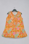 Shop_Little Brats_Mustard Cotton, Silk Sequins, Embroidery Top And Sharara Set _Online_at_Aza_Fashions