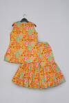 Shop_Little Brats_Mustard Cotton, Silk Sequins, Embroidery Top And Sharara Set _at_Aza_Fashions