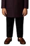 Paarsh_Maroon Bemberg, Silk, Cotton Designer Square Emb Jacket And Pant Set _Online_at_Aza_Fashions