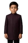 Buy_Paarsh_Maroon Bemberg, Silk, Cotton Designer Square Emb Jacket And Pant Set _Online_at_Aza_Fashions