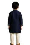 Shop_PAARSH_Navy Linen, Satin, Cotton Embroidery Blue Designer Kurta Set _at_Aza_Fashions