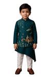 Buy_Paarsh_Green Bemberg, Silk, Cotton Embroidery Dark Designer Kurta Set _at_Aza_Fashions