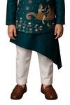 Paarsh_Green Bemberg, Silk, Cotton Embroidery Dark Designer Kurta Set _Online_at_Aza_Fashions