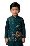 Buy_Paarsh_Green Bemberg, Silk, Cotton Embroidery Dark Designer Kurta Set _Online_at_Aza_Fashions