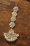Shop_Paisley Pop_Gold Plated Kundan And Pearls Maangtikka _at_Aza_Fashions