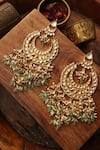 Buy_Paisley Pop_Mint Crystals, Pearls Kundan Chandbali Earrings _Online_at_Aza_Fashions