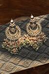 Shop_Paisley Pop_Mint Crystals, Pearls Kundan Chandbali Earrings _at_Aza_Fashions