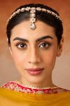 Paisley Pop_Gold Plated Floral Victorian Polki Mathapatti _Online_at_Aza_Fashions