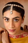 Buy_Paisley Pop_Gold Plated Floral Victorian Polki Mathapatti _at_Aza_Fashions
